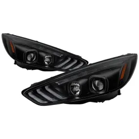 Spyder Ford Focus 15-18 SEQ Signal Projector Headlights Black