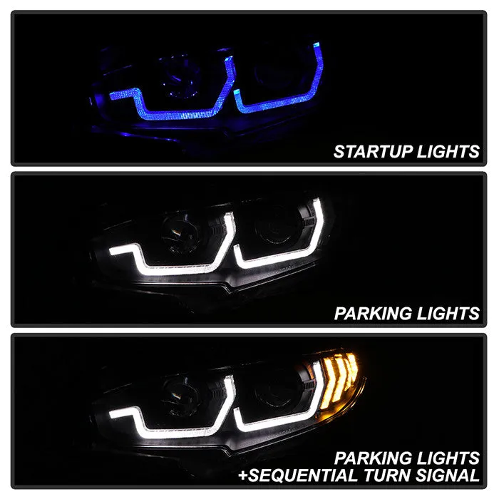 Spyder Honda Civic 16-20 U-Shape LED Bar Headlights Black