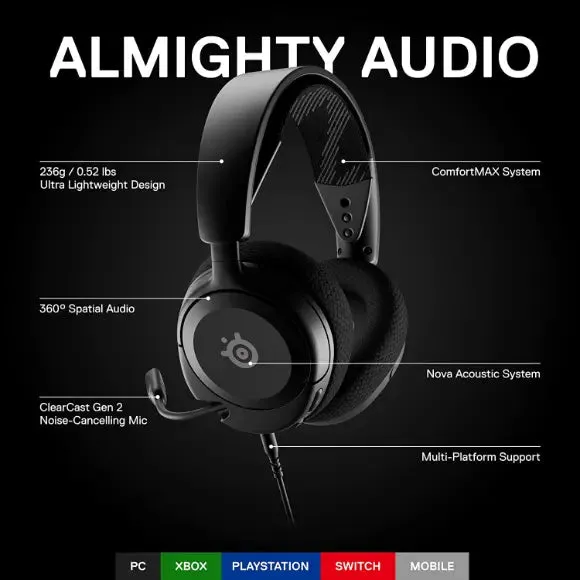 SteelSeries Arctis Nova 1 Multi-System Gaming Headset - Black