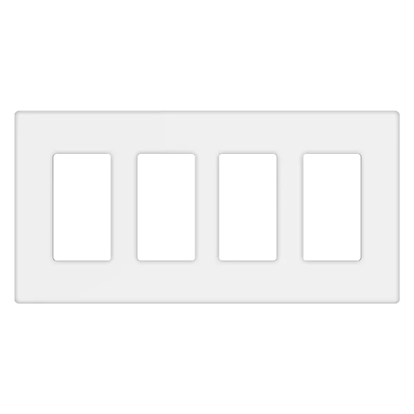 TAN-D0070-4W-S 4-Gang Decorator Screwless Wall Plate - White