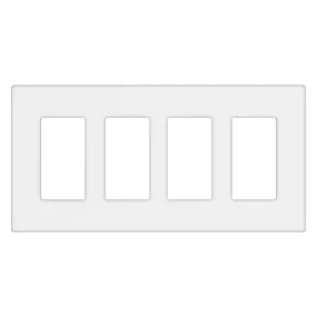TAN-D0070-4W-S 4-Gang Decorator Screwless Wall Plate - White