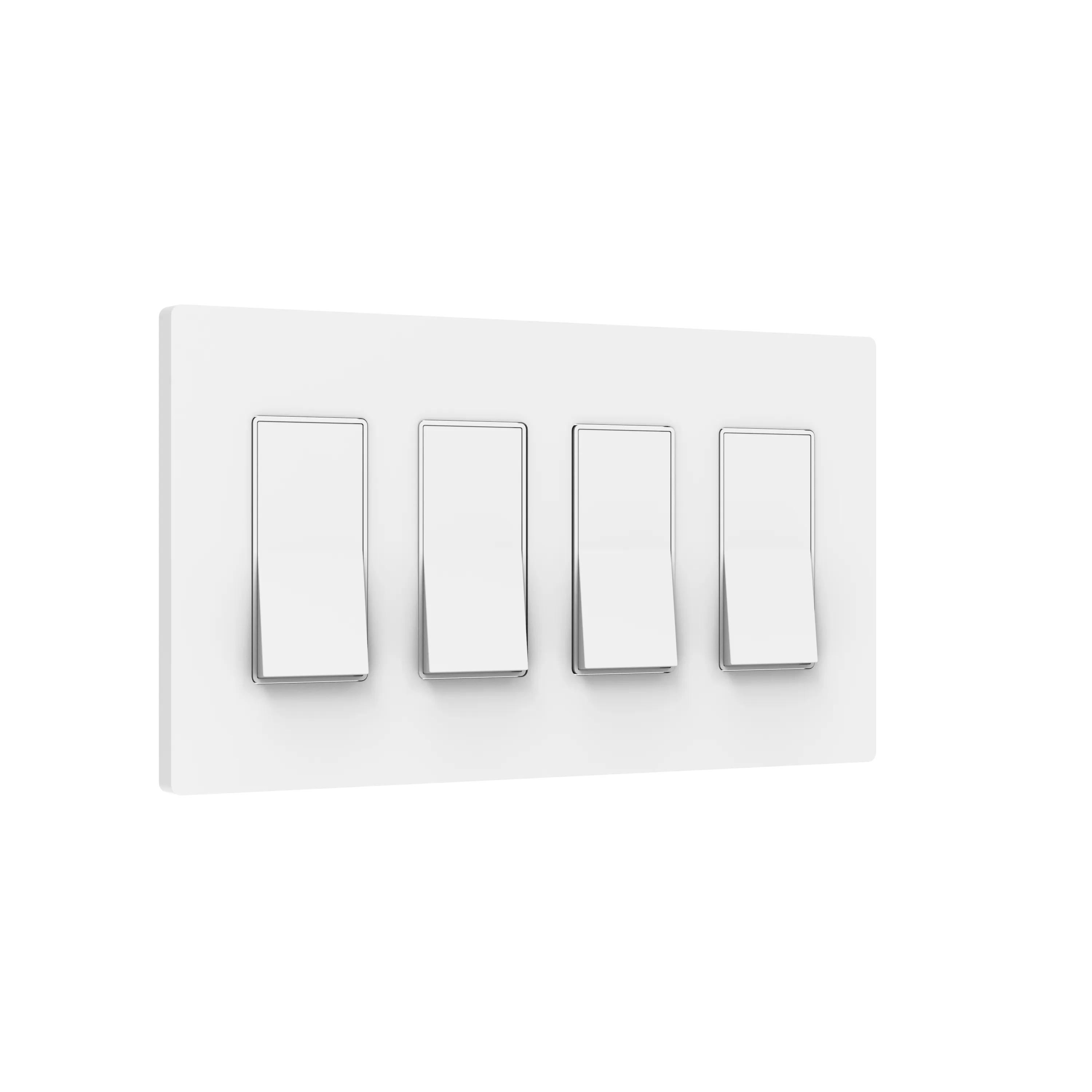 TAN-D0070-4W-S 4-Gang Decorator Screwless Wall Plate - White
