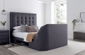 Titan 2 TV Bed Slate Grey Fabric King Size 4.1 Media 43" TV Capacity