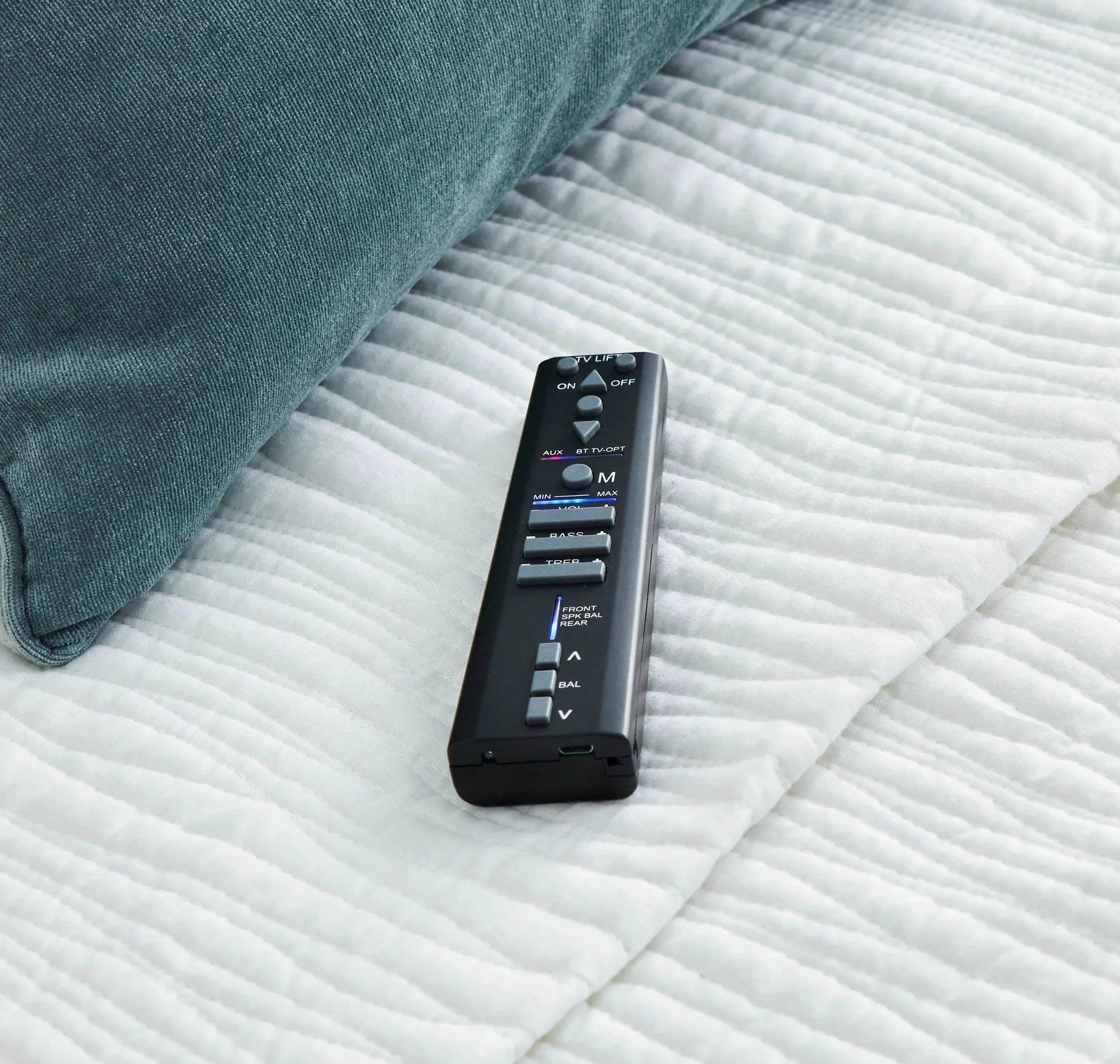 Titan 2 TV Bed Slate Grey Fabric King Size 4.1 Media 43" TV Capacity