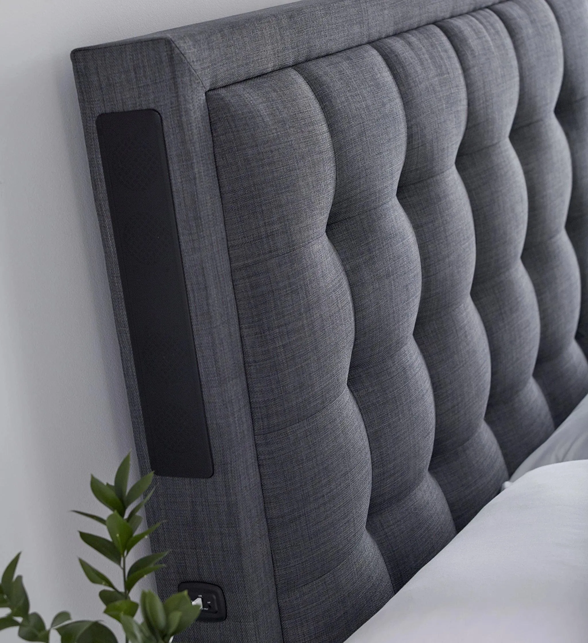 Titan 2 TV Bed Slate Grey Fabric King Size 4.1 Media 43" TV Capacity