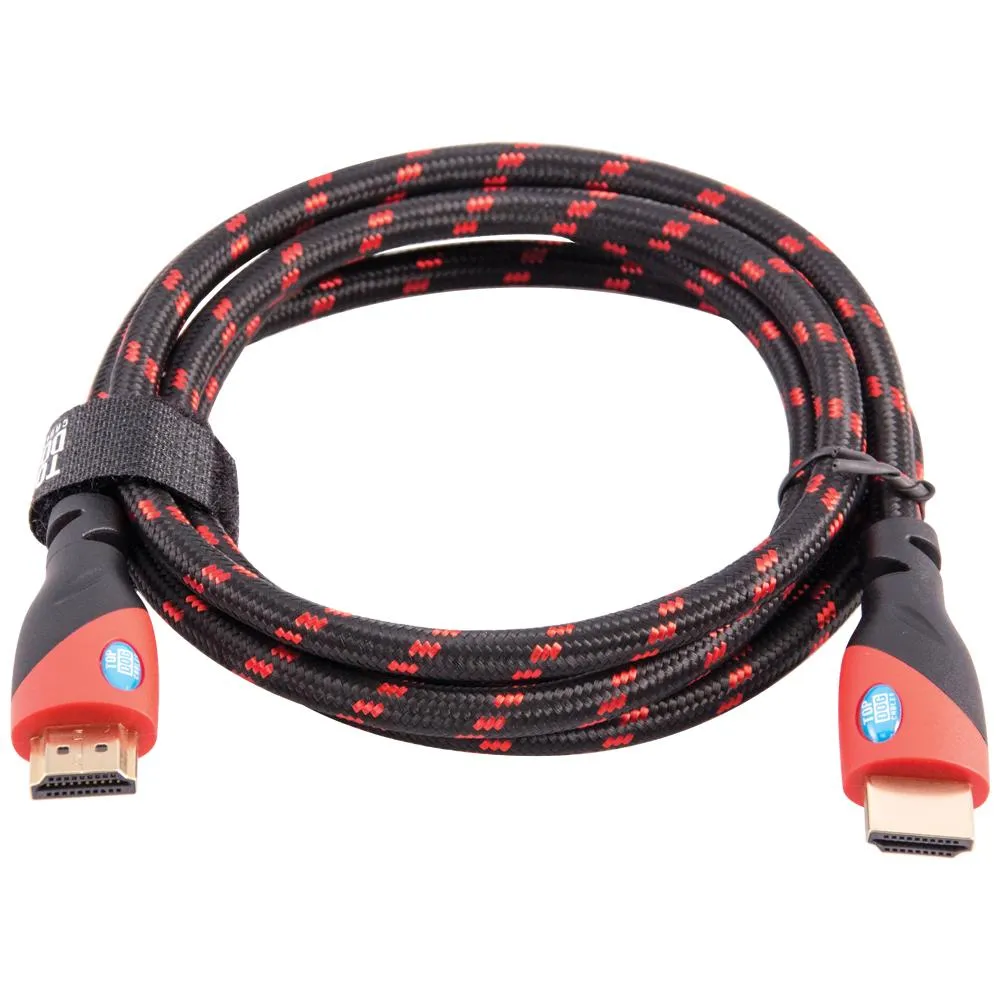 Top Dog Cables - TD-02BKR5- Gold Premium 5' High Speed HDMI Cable with Ethernet - Red/Black - 3D HD Gaming Systems PC DVD TV Blu Ray