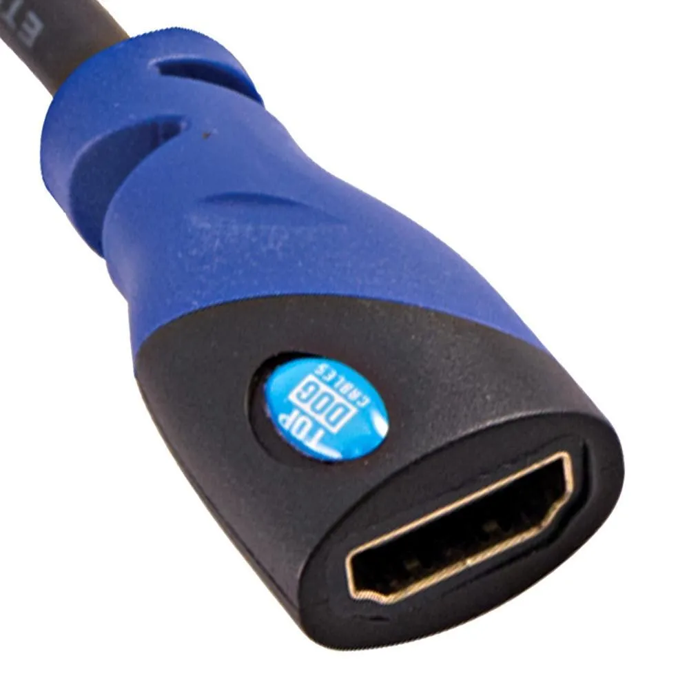 Top Dog Cables - TD-06EBLBK2 - Premium Gold 2 ft High Speed HDMI Extension Cable Male to Female - 3D HD Gaming Systems PC DVD TV Blu Ray