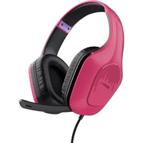 Trust Gaming GXT 415P Zirox Lightweight Over-Ear Gaming Headset, 50mm Drivers, 3.5mm Jack, Foldaway Mic, 2m Cable – Compatible with PC, Xbox, PS4, PS5, Switch, Mobile – Pink