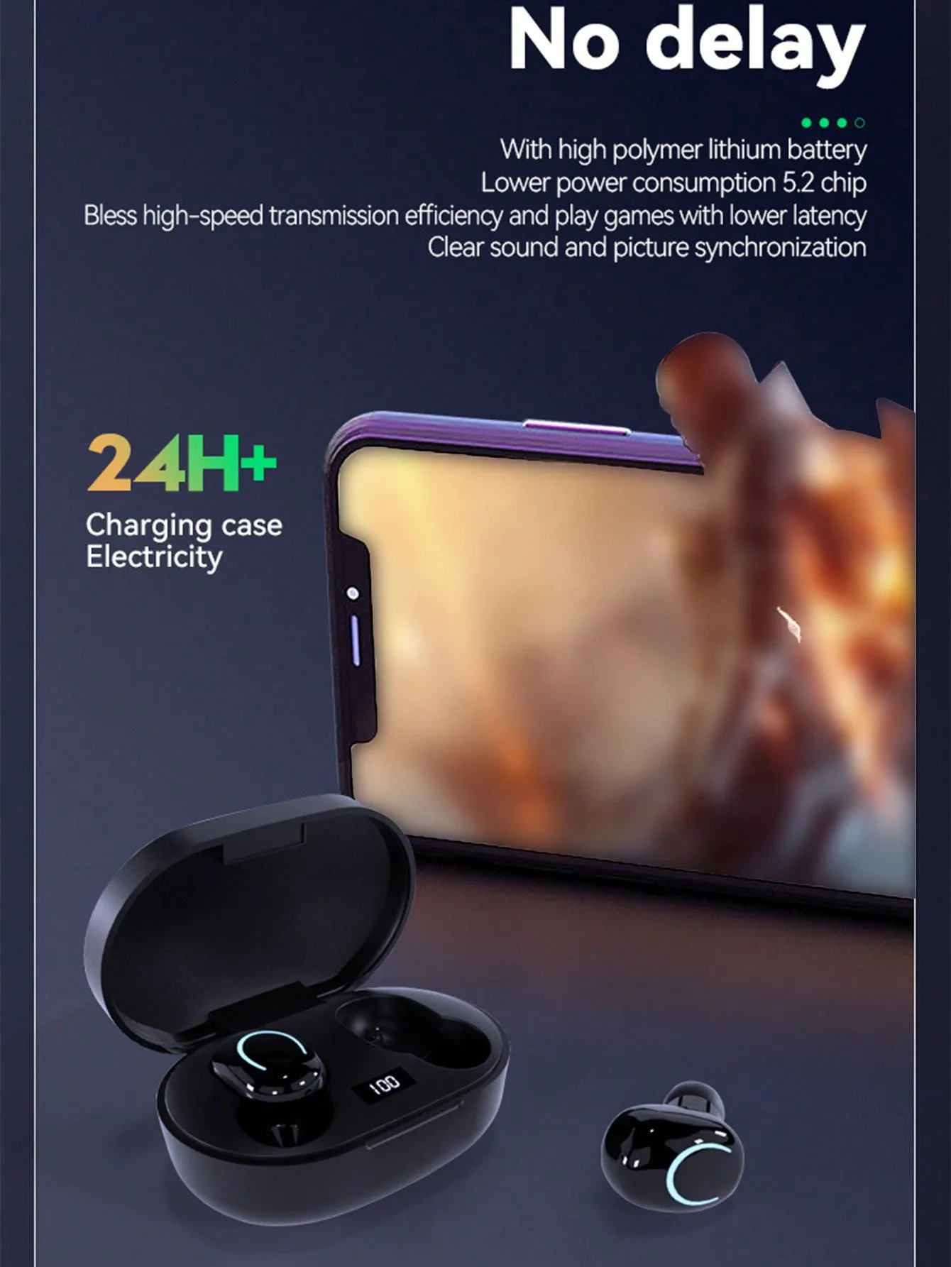 TWS Earphone Wireless 5.2 headphone Stereo Headset Mini Earbuds