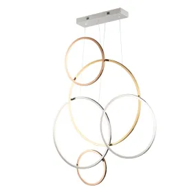 Union 40 in. 5 Lights LED Pendant Light Gold & Silver finish