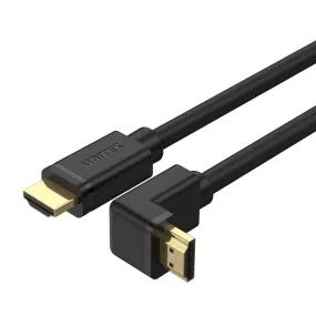 Unitek 3m 4K HDMI 2.0 Right Angle Cable with 270 Degree Elbow, HDR10, HDCP2.2, 3D & 7.1 Surround Sound, Gold-Plated Connectors