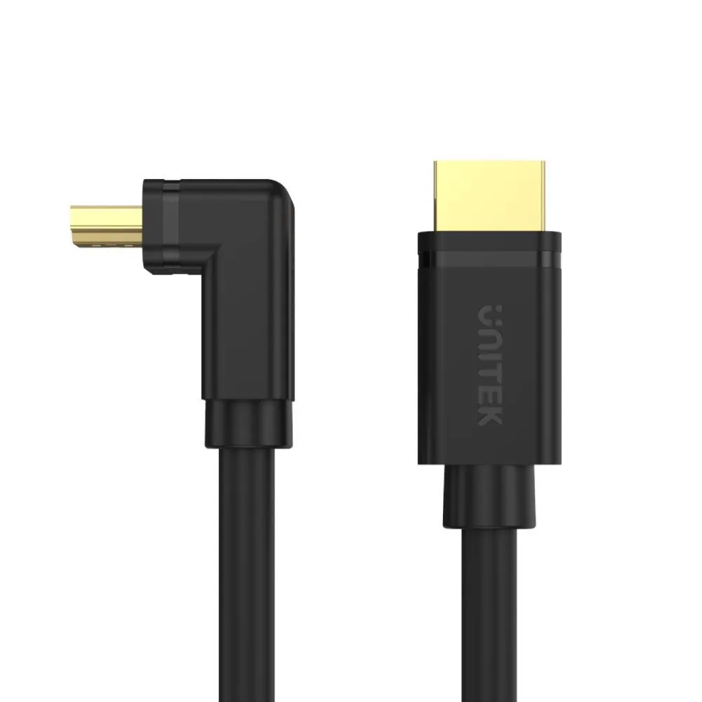 Unitek 3m 4K HDMI 2.0 Right Angle Cable with 90 Degree Elbow, HDR10, HDCP2.2, 3D & 7.1 Surround Sound, Gold-Plated Connectors