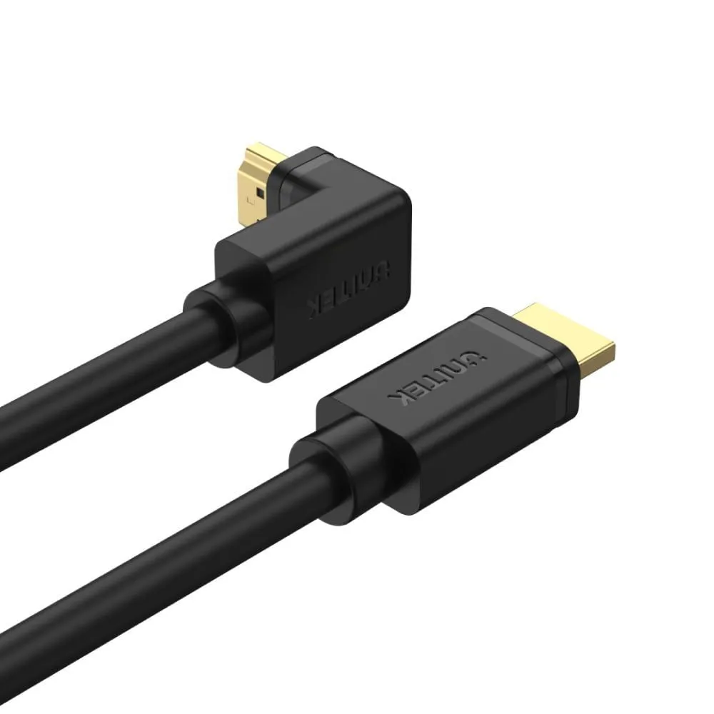 Unitek 3m 4K HDMI 2.0 Right Angle Cable with 90 Degree Elbow, HDR10, HDCP2.2, 3D & 7.1 Surround Sound, Gold-Plated Connectors