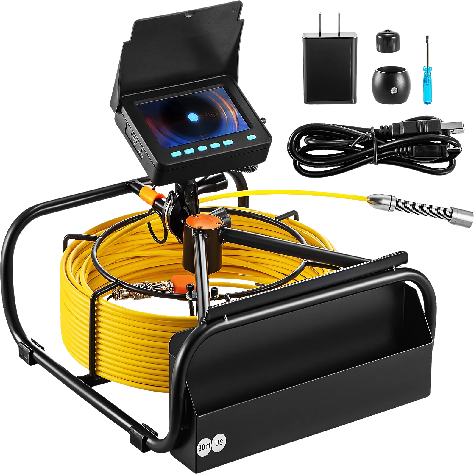 Vevor Sewer Camera 98.4' 30m 4.3" Pipe Drain Inspection DVR Function LED Lights New