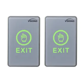 Visionis 2 Pack FPC-7551 VIS-7026 Indoor Touch Sensitive Type Standard Size Push To Exit Button For Door Access Control With LED NC COM And NO Outputs
