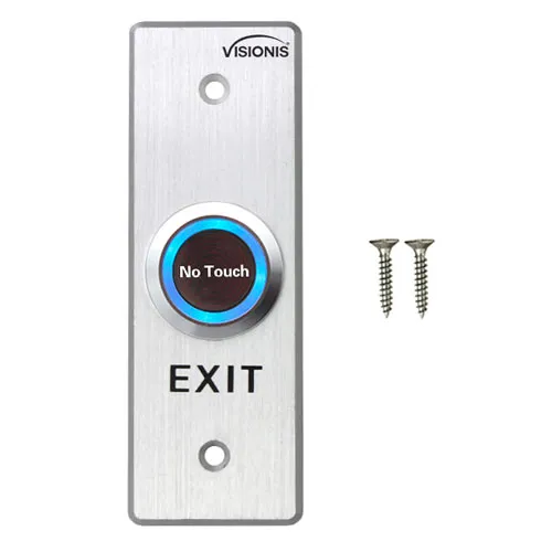 Visionis 2 Pack FPC-7561 VIS-7028 Indoor Stainless Steel No Touch Infrared Request To Exit Button With Time Delay Slim Size LED Light NC COM And NO Outputs