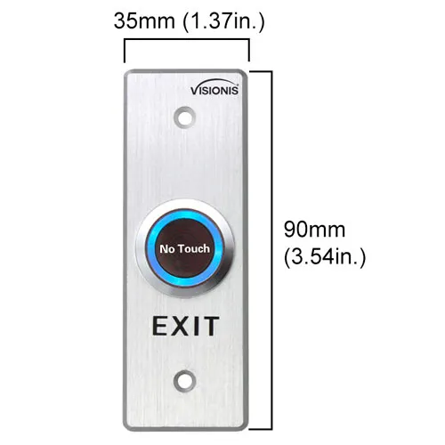 Visionis 2 Pack FPC-7561 VIS-7028 Indoor Stainless Steel No Touch Infrared Request To Exit Button With Time Delay Slim Size LED Light NC COM And NO Outputs