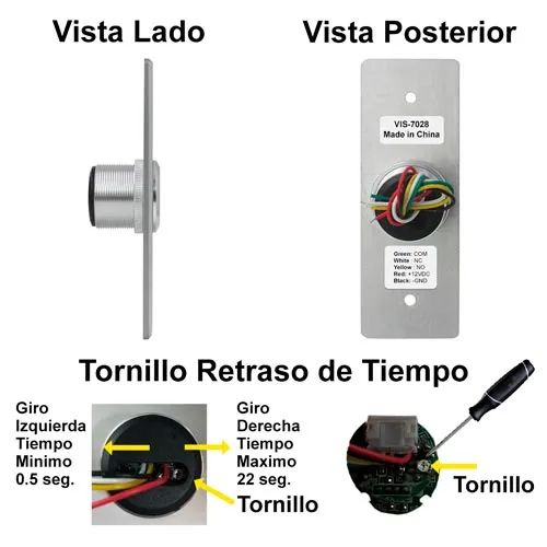 Visionis 2 Pack FPC-7561 VIS-7028 Indoor Stainless Steel No Touch Infrared Request To Exit Button With Time Delay Slim Size LED Light NC COM And NO Outputs