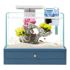Wooden Blue Base Small Fish Tank Set 26*12*16cm