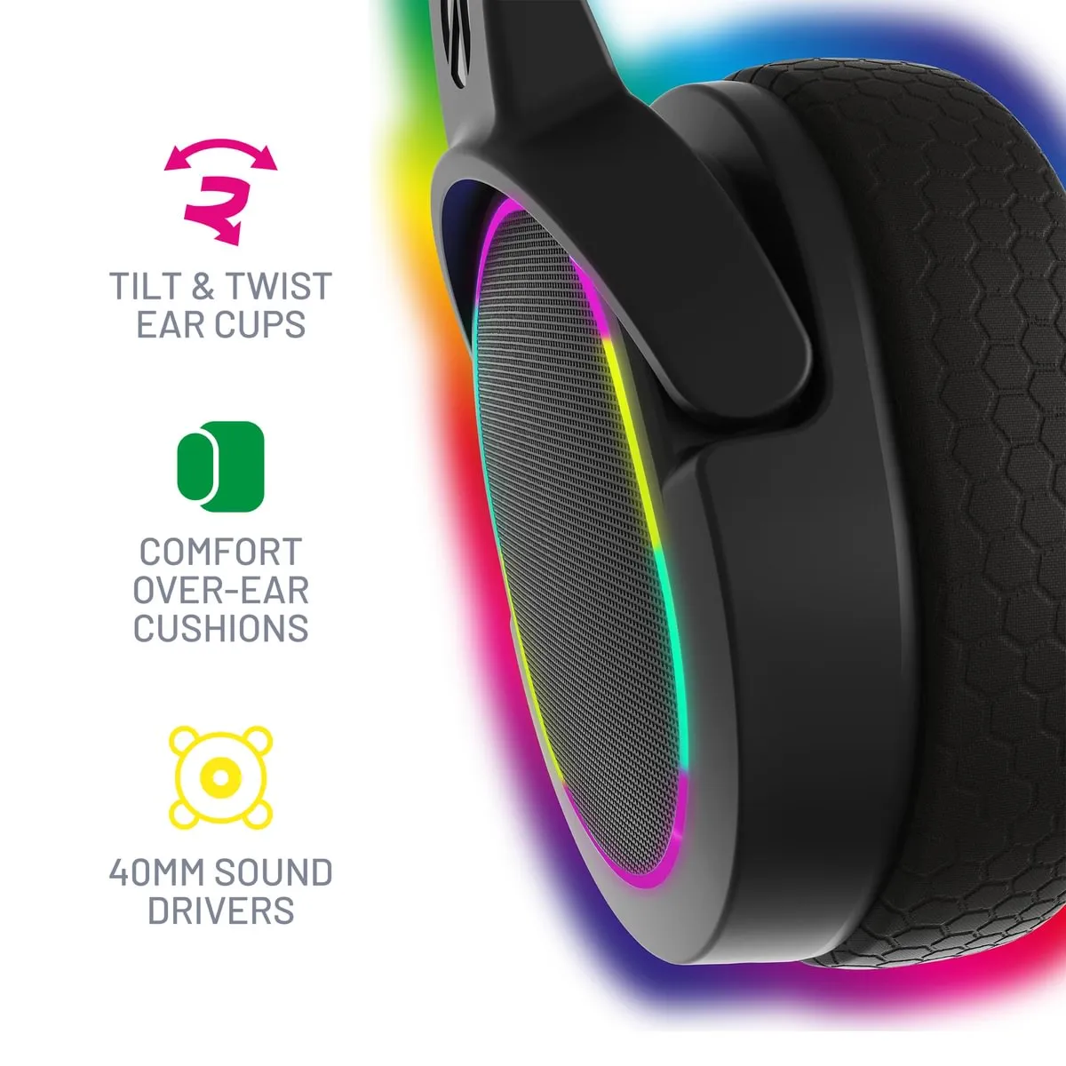 X Rocker Panther Premium Light Up RGB Gaming Headset for Consoles and PC