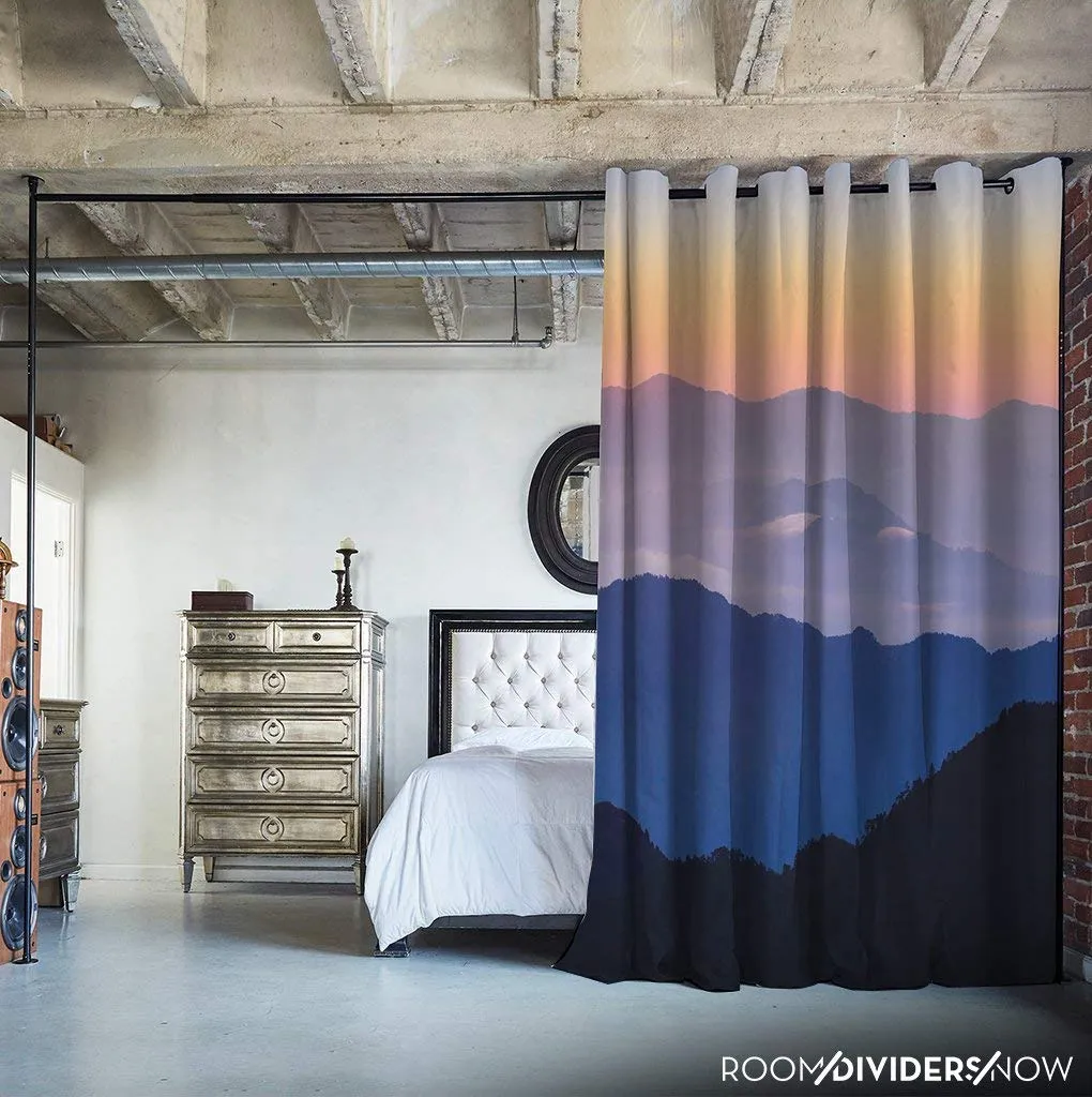 Zenfinit Room Divider Kit - Medium B, 9ft Tall x 7ft 6in - 12ft Wide, Misty Mountains