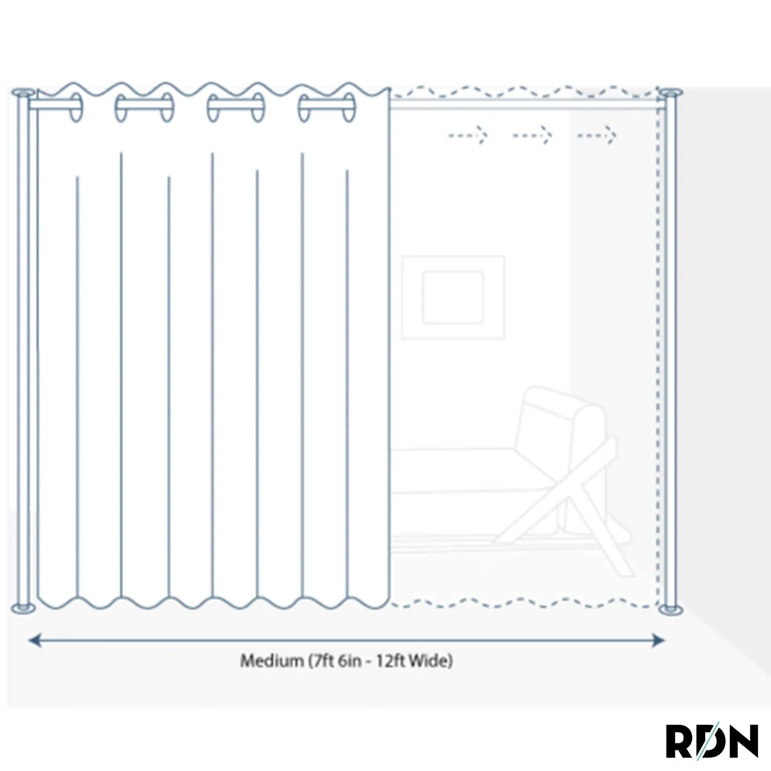 Zenfinit Room Divider Kit - Medium B, 9ft Tall x 7ft 6in - 12ft Wide, Misty Mountains