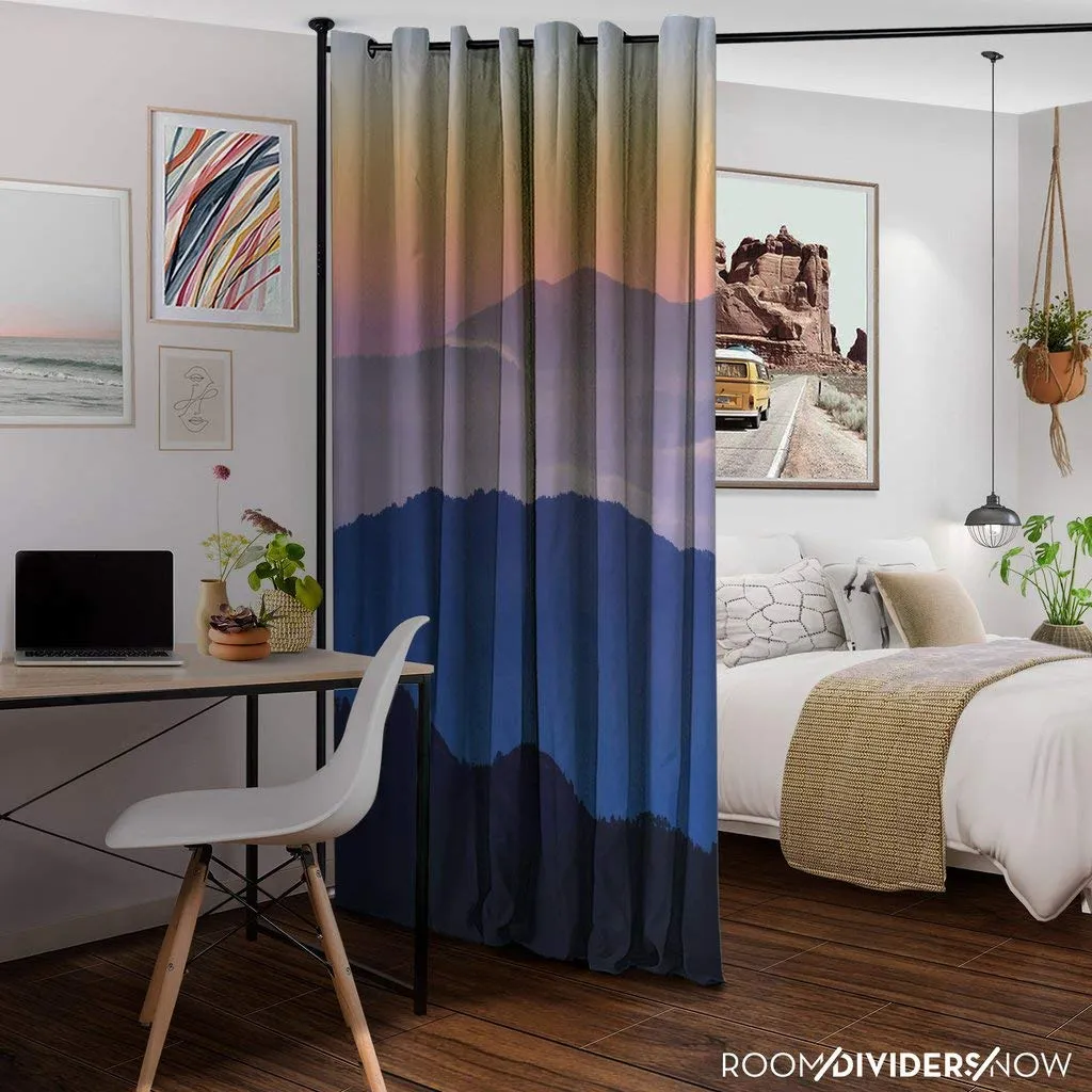 Zenfinit Room Divider Kit - Medium B, 9ft Tall x 7ft 6in - 12ft Wide, Misty Mountains