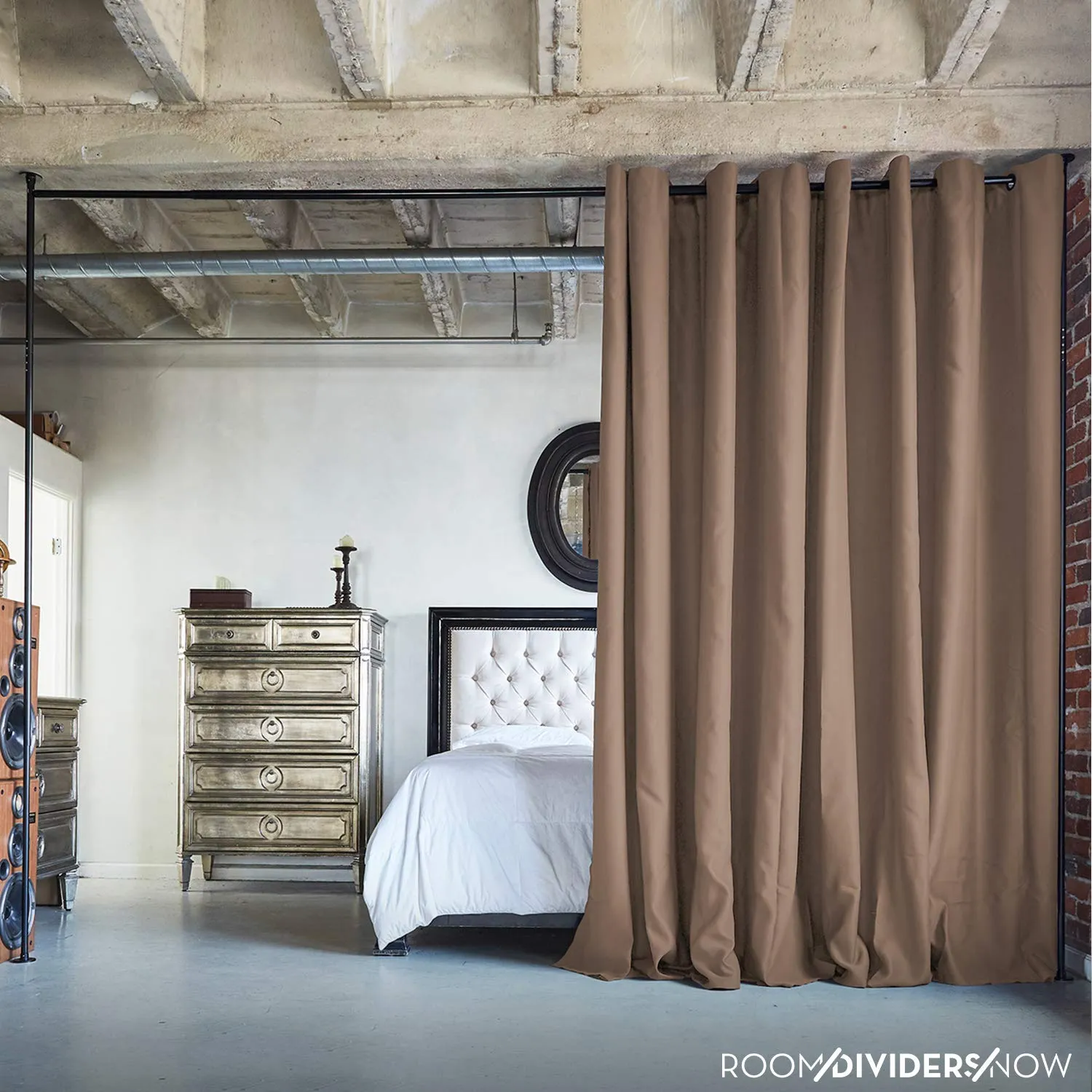 Zenfinit Room Divider Kit - Small B, 9ft Tall x 5ft - 6ft 8in Wide, Mocha (Room/Dividers