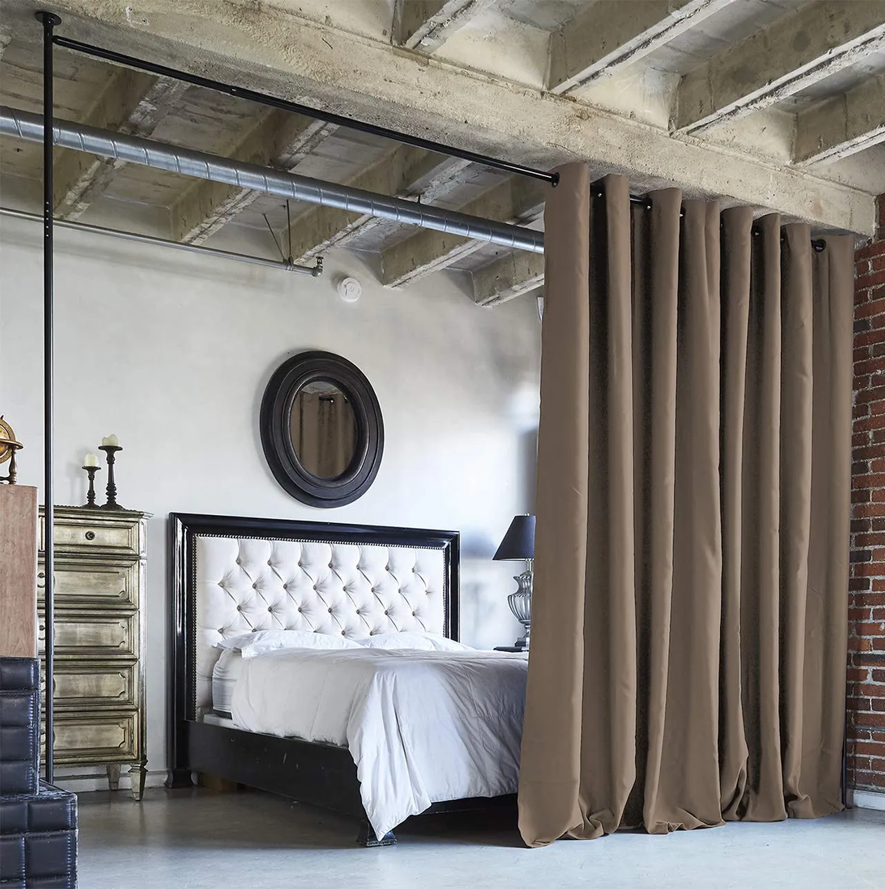 Zenfinit Room Divider Kit - Small B, 9ft Tall x 5ft - 6ft 8in Wide, Mocha (Room/Dividers